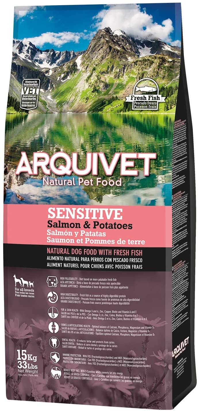  Arquivet Sensitive Comida para Perro con Salmón y Patatas - 15000 gr 