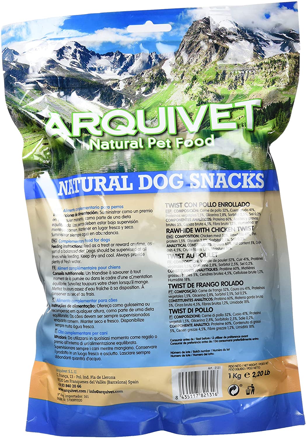  Arquivet Snack de Filete de Pollo para Perro - 1000 gr 