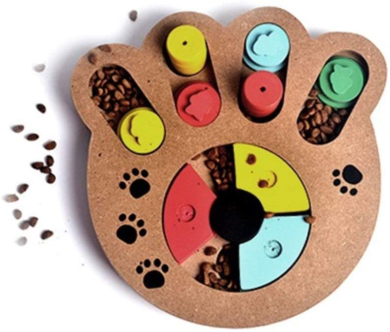  Asdomo Pet Intelligence Juguete Interactivo Divertido para esconder y Buscar Alimentos tratados de Madera para Mascotas y Cachorros de Hueso Juguete para Perros y Gatos (Pet Paw) 