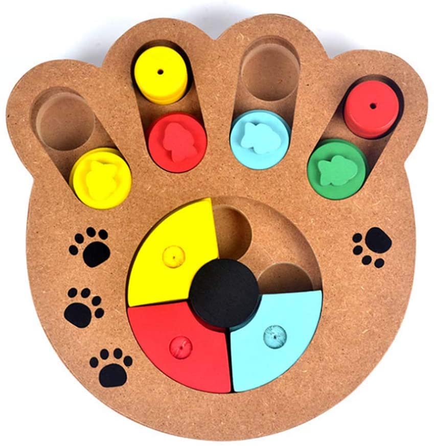  Asdomo Pet Intelligence Juguete Interactivo Divertido para esconder y Buscar Alimentos tratados de Madera para Mascotas y Cachorros de Hueso Juguete para Perros y Gatos (Pet Paw) 