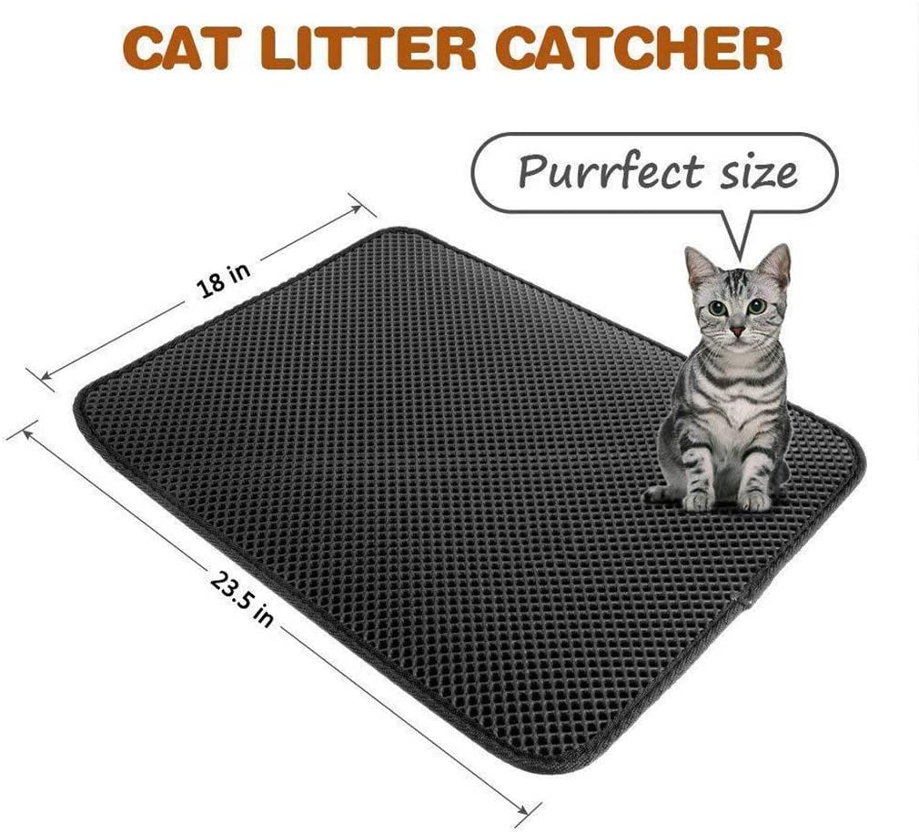  AYWJ Estera de Arena para Gatos Impermeable Alfombra de Basura rascadores Cat Litter Mat Litter Trapping Doble Capa no tóxico AIJIEGE (Color : Black, Size : 46 * 60cm) 