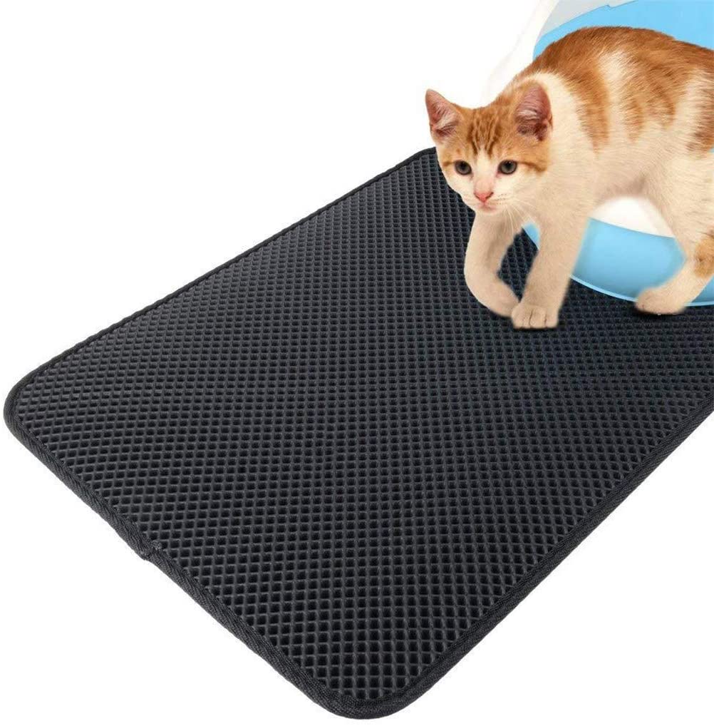  AYWJ Estera de Arena para Gatos Impermeable Alfombra de Basura rascadores Cat Litter Mat Litter Trapping Doble Capa no tóxico AIJIEGE (Color : Black, Size : 46 * 60cm) 