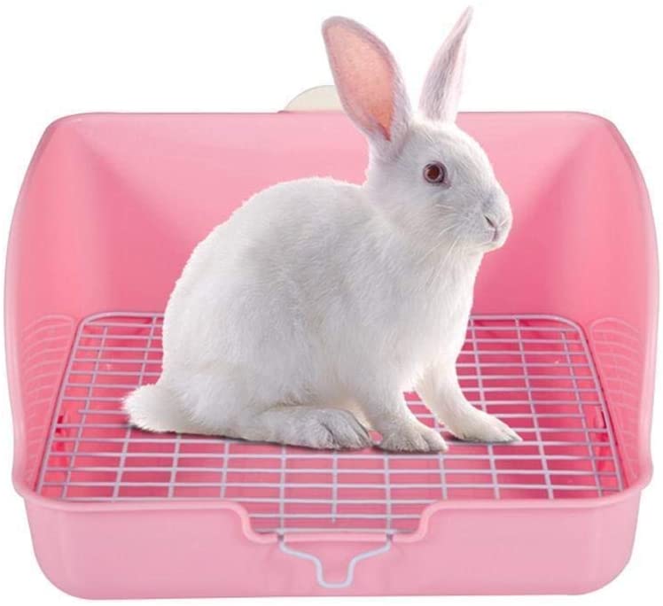  AYWJ9609 Caja de Arena de Conejo, Conejo IR al baño con la Rejilla, Conejo Jaula Esquina Aseo Plaza Orinal para el Adulto Guinea Pig, hurón, Galesaur, pequeños Animales 