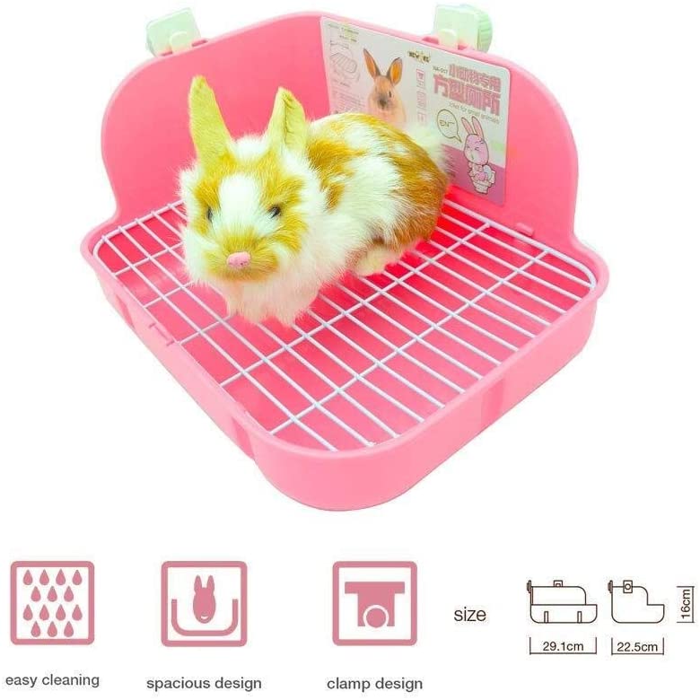  AYWJ9609 Caja de Basura for Inodoro, Caja de plástico Cuadrada Jaula Potty Trainer Esquina de la Basura for Animales pequeños, Conejos, Conejillos de Indias, Chinchilla, Hurón 