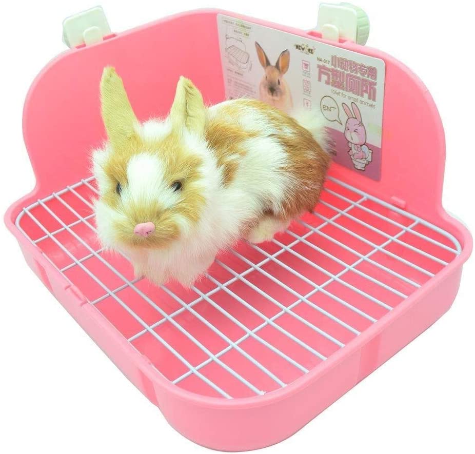  AYWJ9609 Caja de Basura for Inodoro, Caja de plástico Cuadrada Jaula Potty Trainer Esquina de la Basura for Animales pequeños, Conejos, Conejillos de Indias, Chinchilla, Hurón 