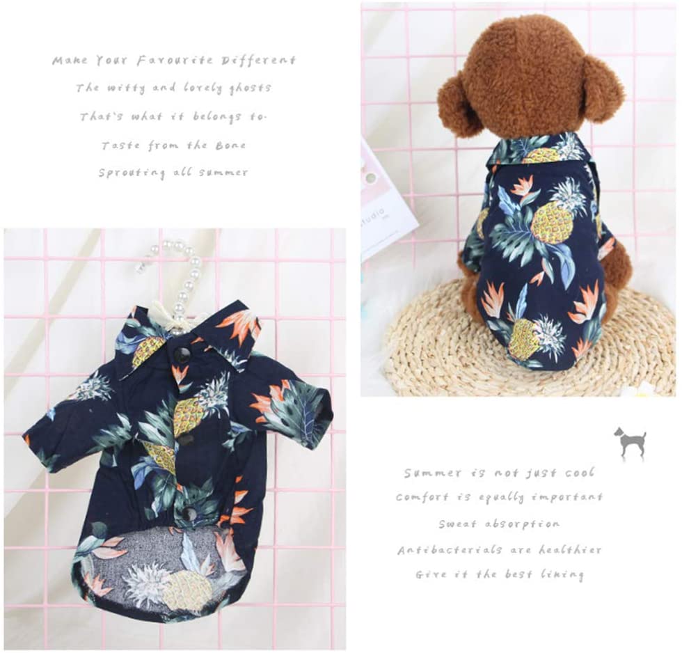  Balacoo Camisas de Perro Hawaiano Camisa de Cachorro Ropa de Verano para Mascotas para Peluche Chihuahua Yorkshire Poodle Cachorro Maltés Pug Azul Marino Tamaño S 