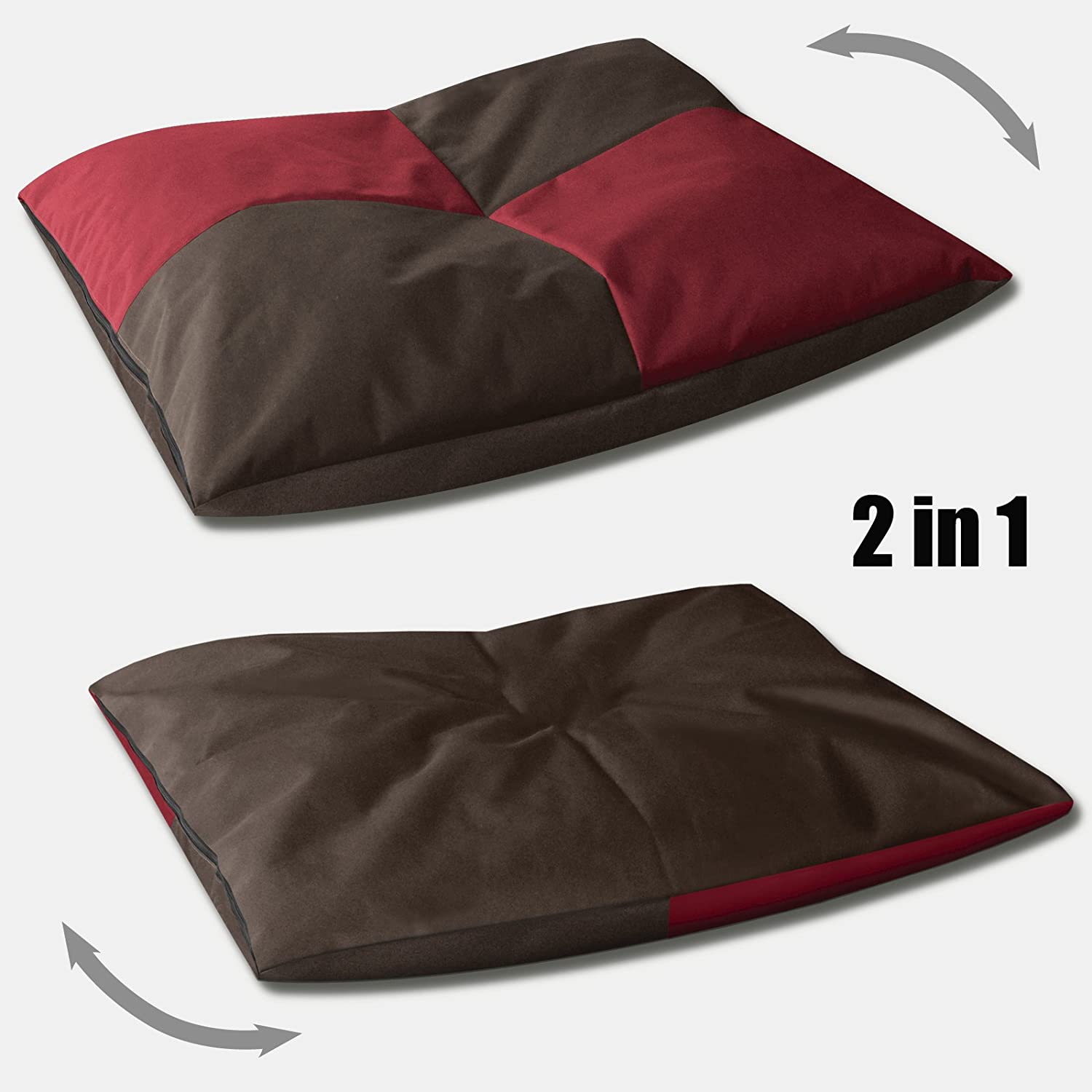  BedDog® Bona 2en1 Rojo/Negro XXL Aprox. 110x90cm colchón para Perro, 6 Colores, Cama para Perro, sofá para Perro, Cesta para Perro 