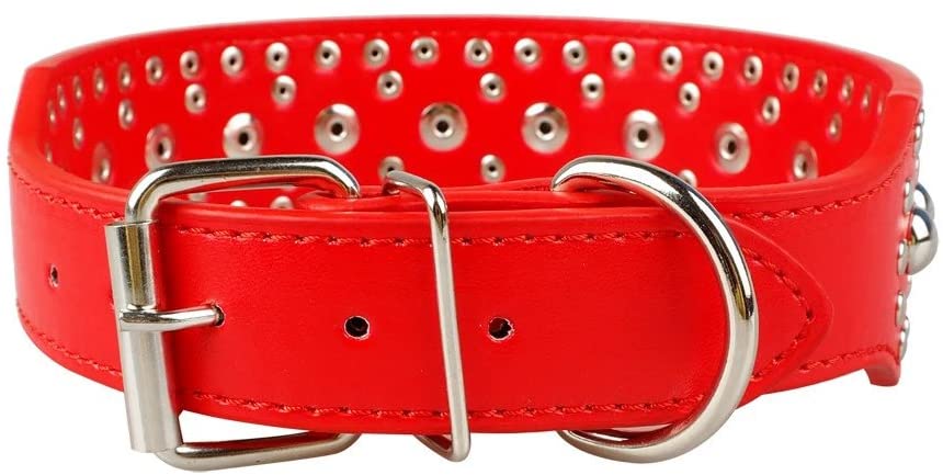  Berry con clavos tachuelas piel collar de perro – 40 seta picos tachuelas – Pet formación y caminar y mostrar apariencia y accesorios | 5 cm de ancho, cuello ajustable 