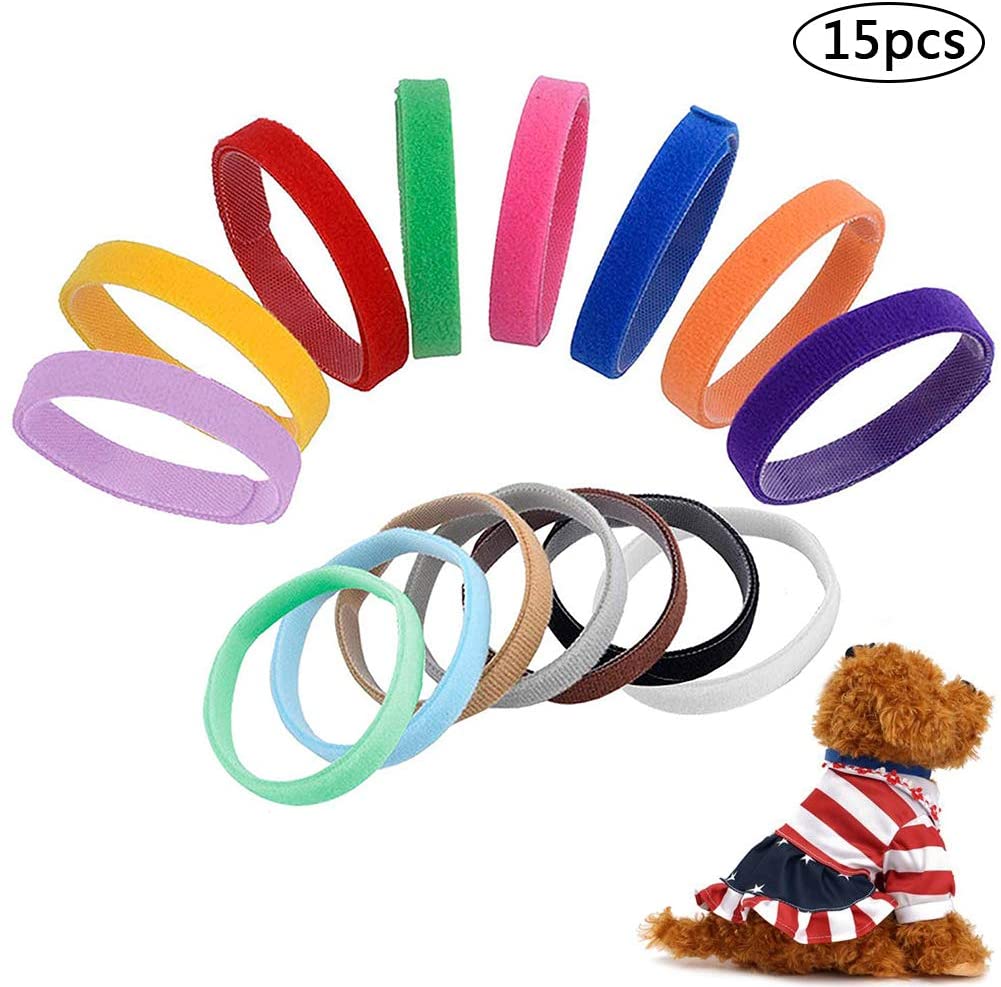  BETOY15 pcs Collares Cachorro – Collares de Identificación para Cachorro Gatito ID Bandas Ajustables,Identifica el Collar,ID Bandas Ajustable para Mascota Perros Gatos Recién Nacido 