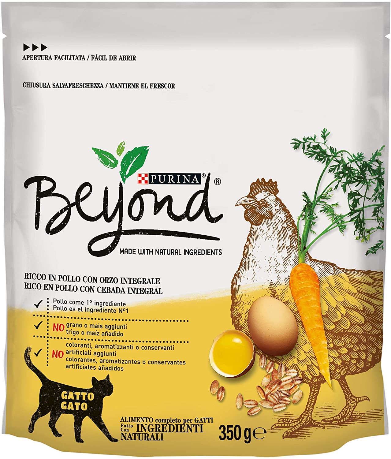  Beyond PURINA Croquetas Gato Rico en Pollo con Cebo Integral, 8 Bolsas de 350 g Cada una 