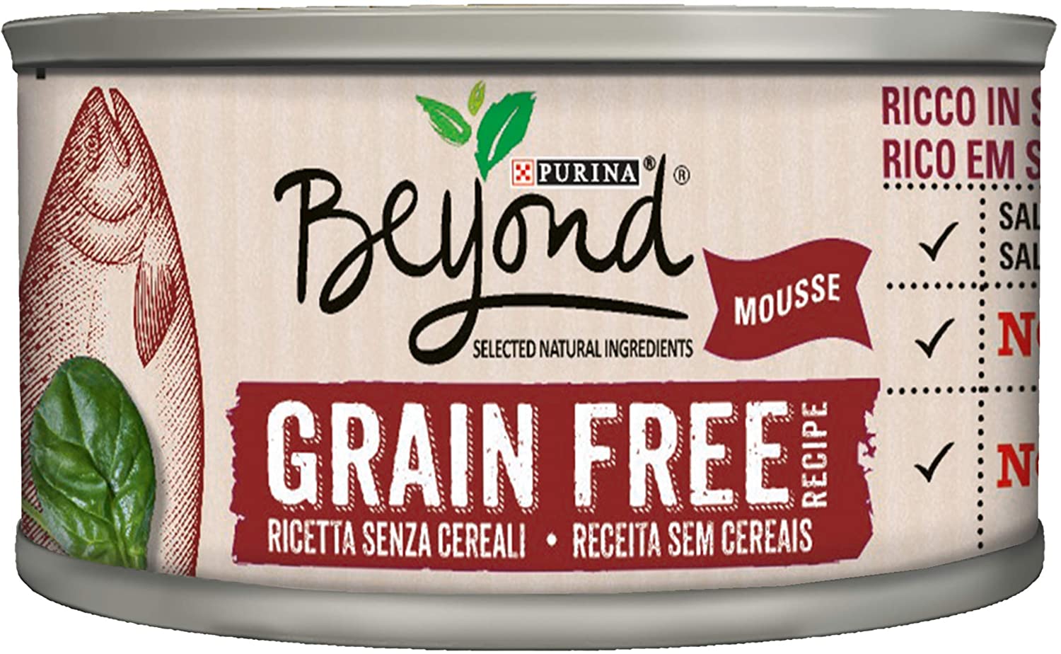  Beyond Purina Humido Gato Grain Free Rico en Salmón con Spinaci, Pack de 12 x 85 g 