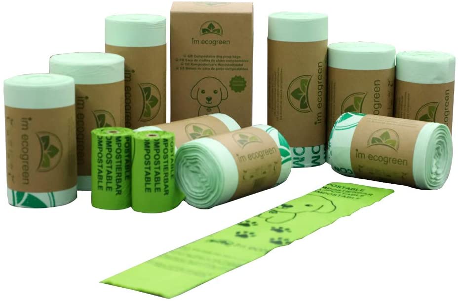  BIOARK 100% bolsas de basura para perros compostables para mascotas con aroma a jazmín 