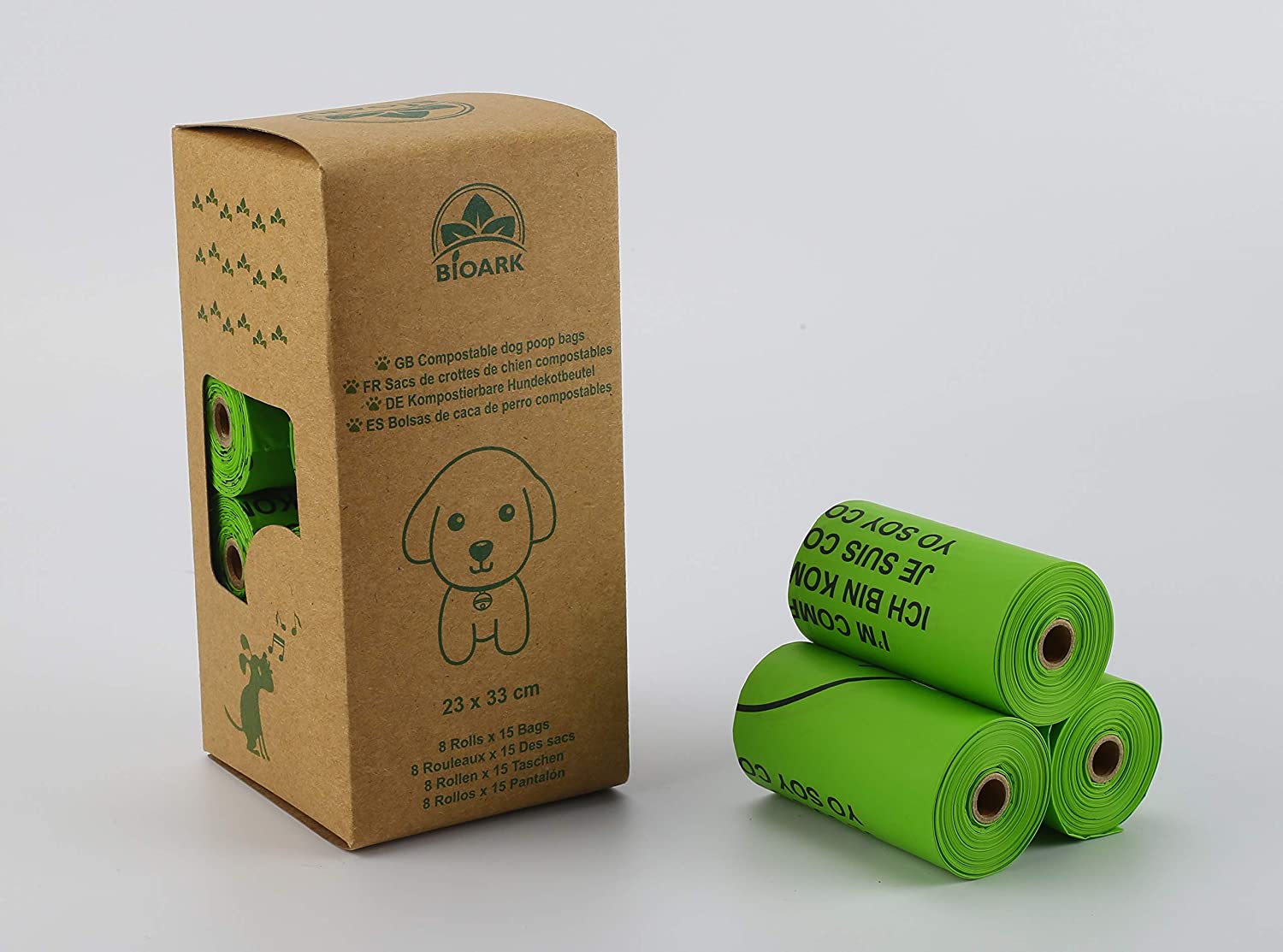  BIOARK 100% bolsas de basura para perros compostables para mascotas con aroma a jazmín 