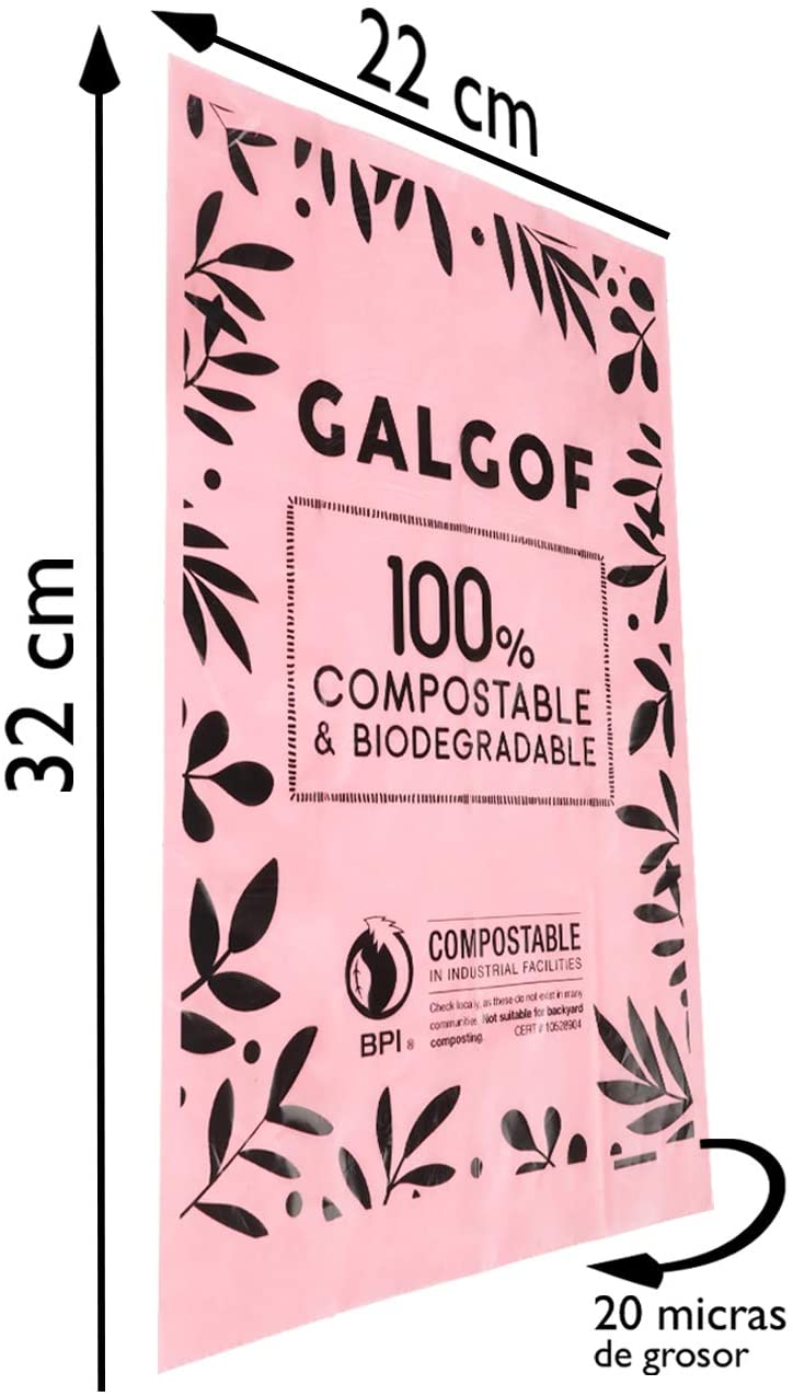  Bolsas de basura biodegradables e higiénicas para caca y heces de perro. 12 Rollos perfumados, compostables y ecológicos para residuos y excrementos de mascotas (180 uds.). Muy resistentes (rosa) 