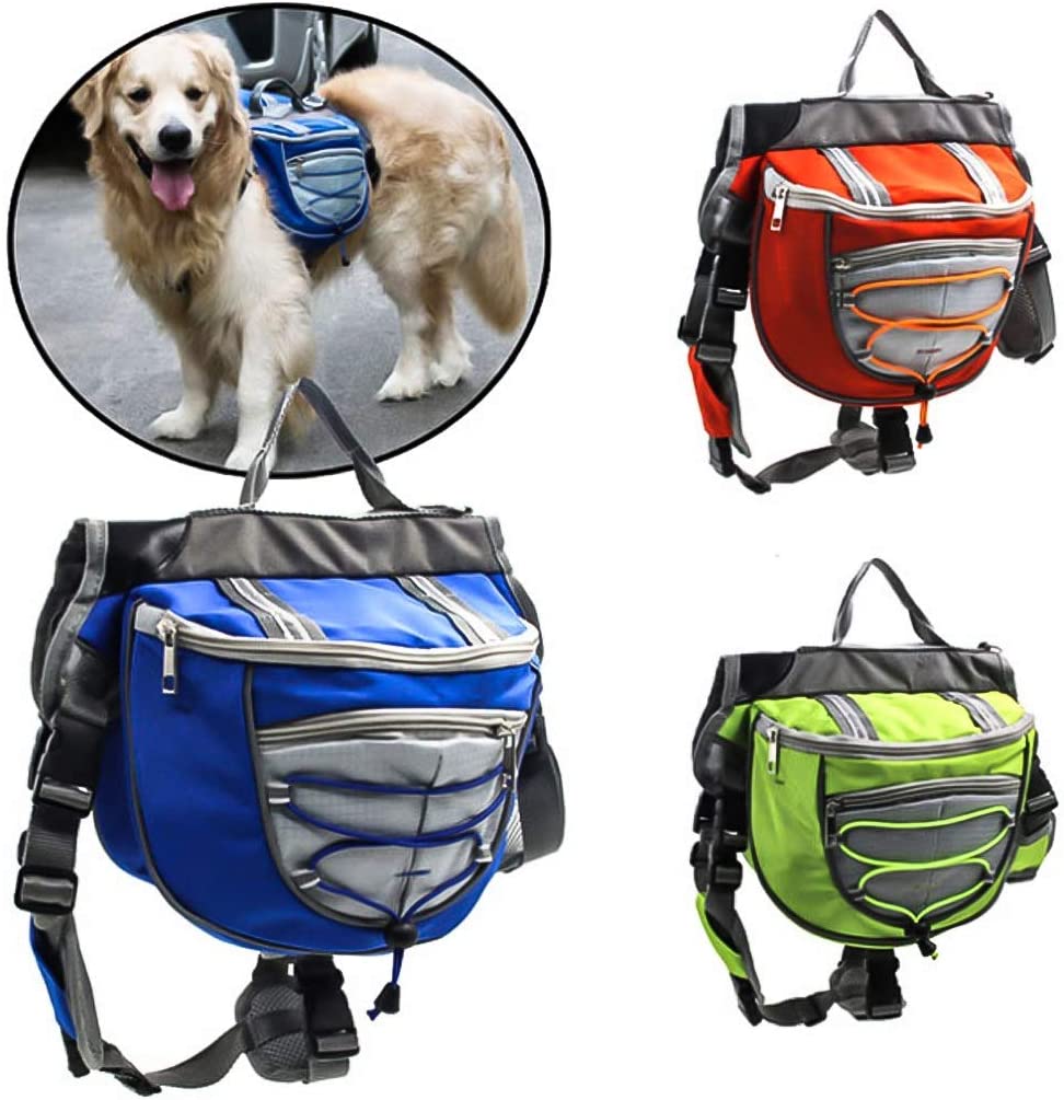  Bolso de la Silla de Montar de la Mochila de Las alforjas del Perro casero del Animal doméstico para Caminar Que acampa del Viaje (Color : Azul, Size : M) 