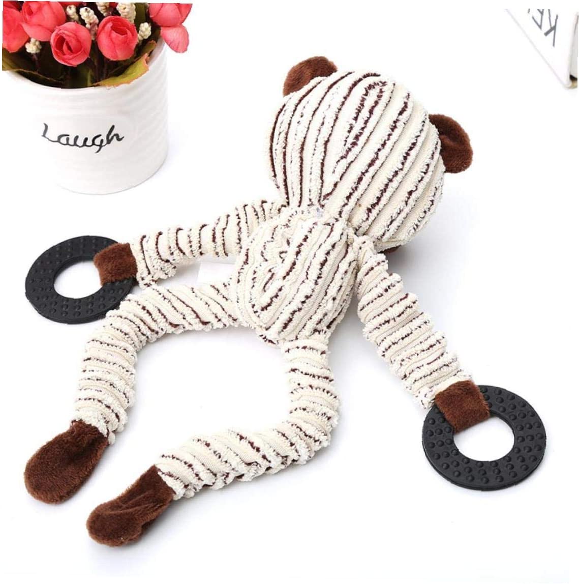  Bongles Juguetes para Masticar Cachorros Juguetes De Peluche Mascota Chew Felpa del Mono Sonido Oveja Vaca Dumb Juguetes para Mascotas Blanca 