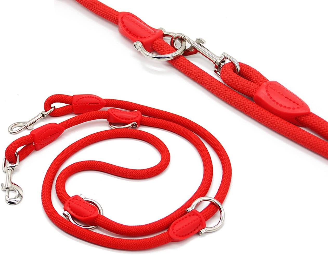  BPS Correa para Perro Mascotas Correa de Perro Doble Ajustable Varias Posiciones Perro Mediano Grande 2 Dimensión Elegir M/L (L, Rojo) BPS-3801RJ 