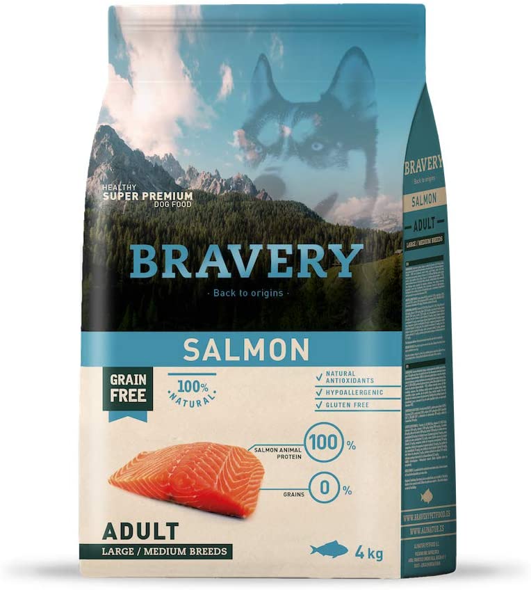  BRAVERY Grain Free SALMÓN Razas Medianas Y Grandes 4 KG 