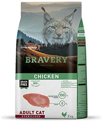  BRAVERY Pienso para Gato Adulto esterelizado Pollo 2 Kg 