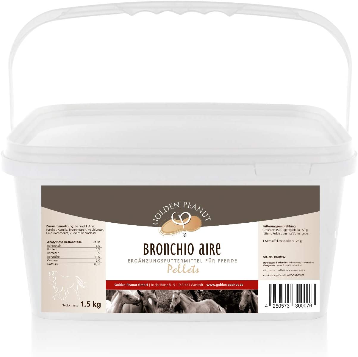  bronchio Aire vías respiratorias bronchial hierbas pellets para caballos Cubo de 1,5 kg 