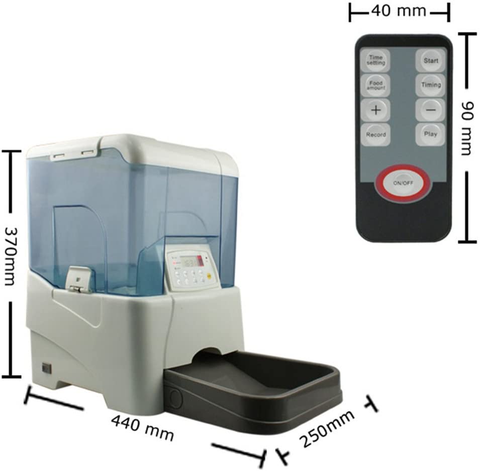  Cacoffay Alimentador Automático De Mascotas Dispensador De Comida Para Perros Y Gatos Cuatro Baterías D Grabación De 8 Segundos Programación Hasta 5 Comidas Al Día (10.6 L),Blue 