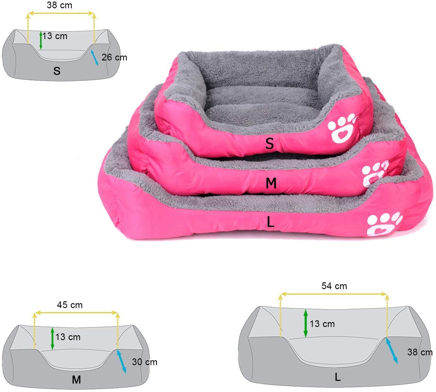  Cama para perro, sofá para mascotas supersuave, cama para gatos, parte inferior antideslizante, tumbona para mascotas, se caldea y transpirable, cama premium para mascotas, de MONIKI 