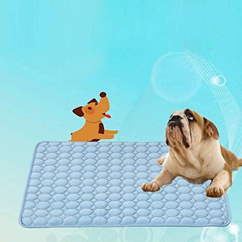  Camas para mascotas, Refrigeración estera del cojín, for Perros Gatos hielo Mat Seda de enfriamiento del amortiguador de la manta for Kennel Sofá cama en el suelo, Tamaño: 70x56cm ( Color : Blue ) 