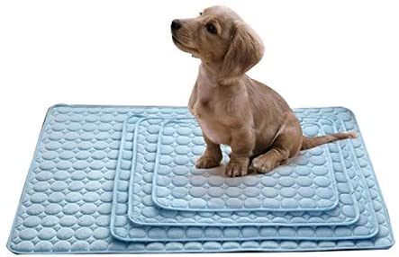  Camas para mascotas, Refrigeración estera del cojín, for Perros Gatos hielo Mat Seda de enfriamiento del amortiguador de la manta for Kennel Sofá cama en el suelo, Tamaño: 70x56cm ( Color : Blue ) 