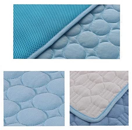  Camas para mascotas, Refrigeración estera del cojín, for Perros Gatos hielo Mat Seda de enfriamiento del amortiguador de la manta for Kennel Sofá cama en el suelo, Tamaño: 70x56cm ( Color : Blue ) 