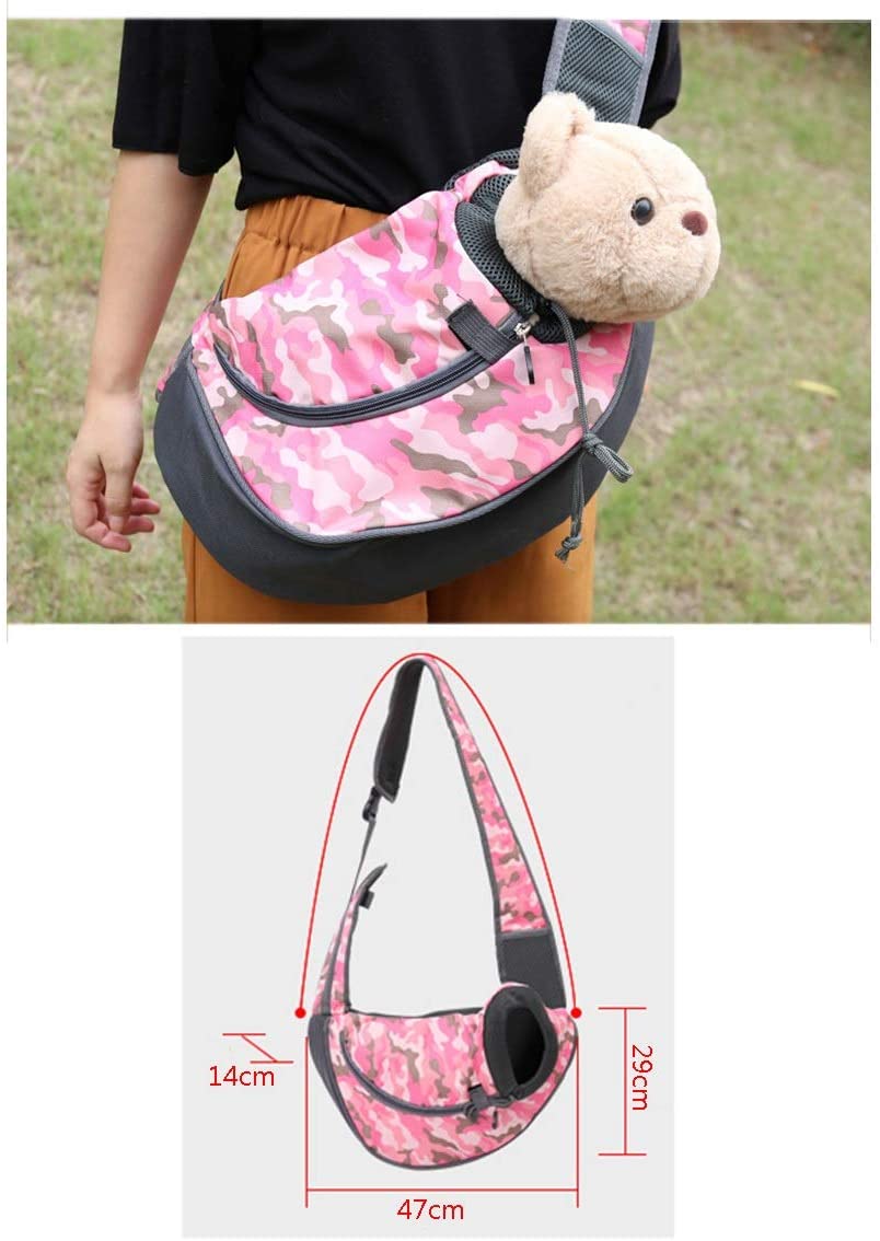  Camuflaje Portadores De Perros para Perros Pequeños hasta 10 Libras Mochila Portadora Viaje para Gato Perro Cachorro Andar en Bicicleta Senderismo S/M（Azul/Rosa） (Color : Pink, Size : M:47x14x29cm) 