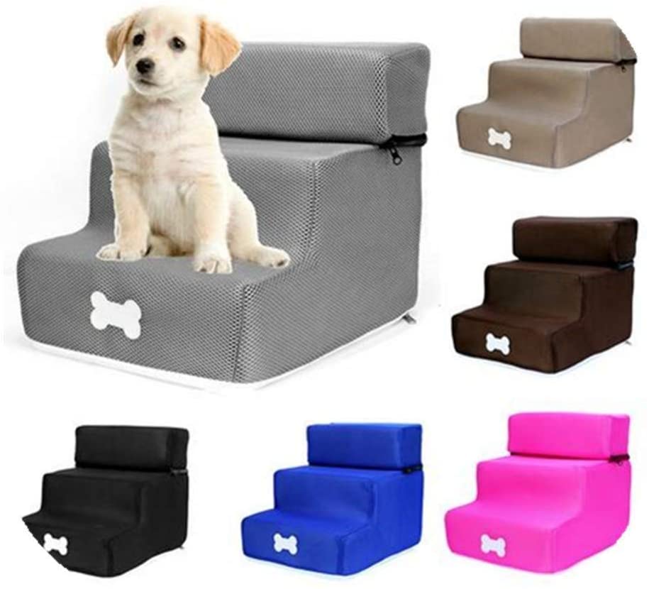  cdzhouji Mascota Peldaños Plegable Lavable Desmontable de Tres Pisos de Escalera de rampa Mascota para los Perros Gatos 