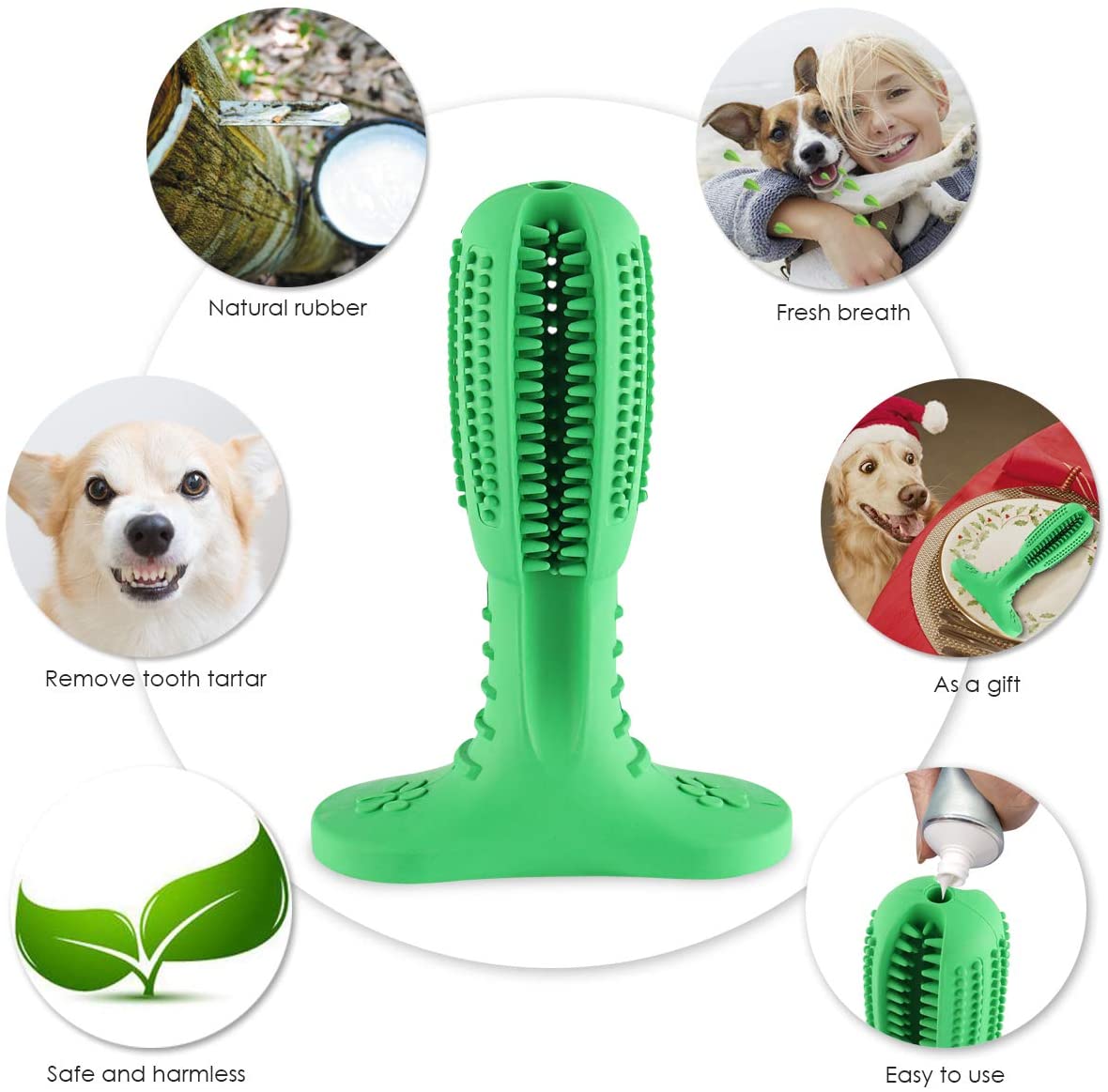  Cepillo de Dientes para Perros, Juguete para Masticar para Limpieza de Dientes de Perro, Goma Natural de Larga duración, no tóxica, Cuidado Oral para Mascotas 