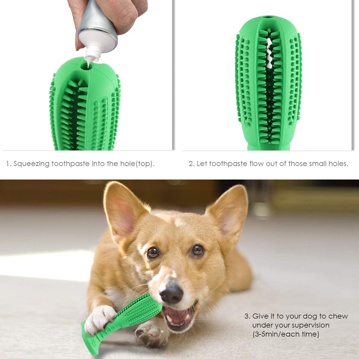  Cepillo de Dientes para Perros, Juguete para Masticar para Limpieza de Dientes de Perro, Goma Natural de Larga duración, no tóxica, Cuidado Oral para Mascotas 