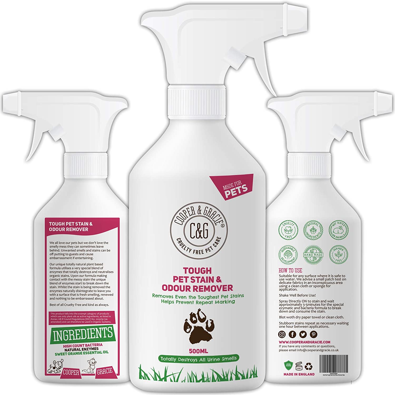  C&G Pets | Rígida para eliminar manchas y olores de mascotas 1 litro | Fórmula a base de plantas alto recuento de bacterias enzimas naturales | Antibacteriano antihongos evita marcas 