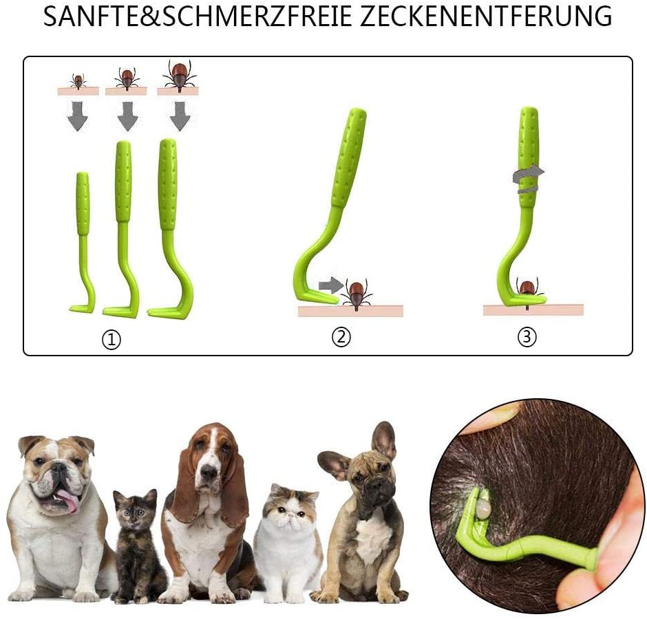  Chalkalon Herramienta de Eliminación de Garrapatas para Mascotas, 3 unids Tick Removal Tool Herramienta de Eliminación de Pulgas Gancho Suministros de Mascotas para Perro Gato y Otros Animales 