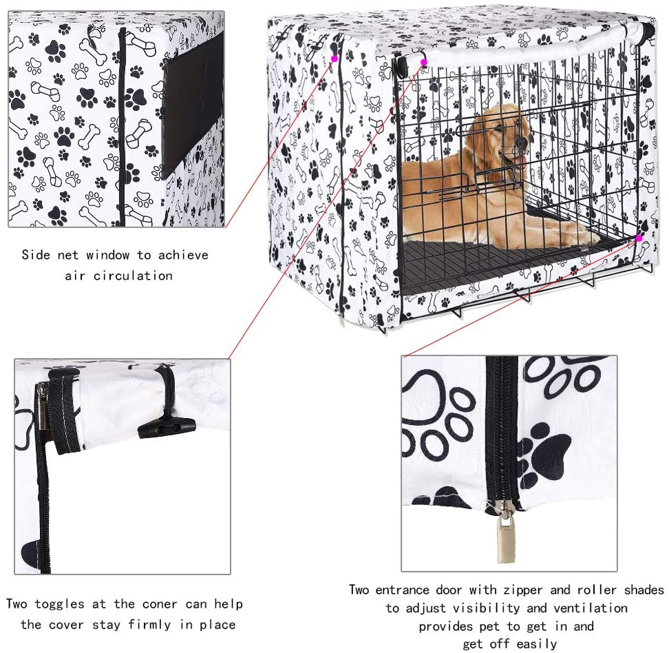  chengsan - Cubierta para Jaula de Perro de Doble Puerta, Resistente al Viento, Incluye Funda para Caja de Alambre, protección para Interiores y Exteriores 