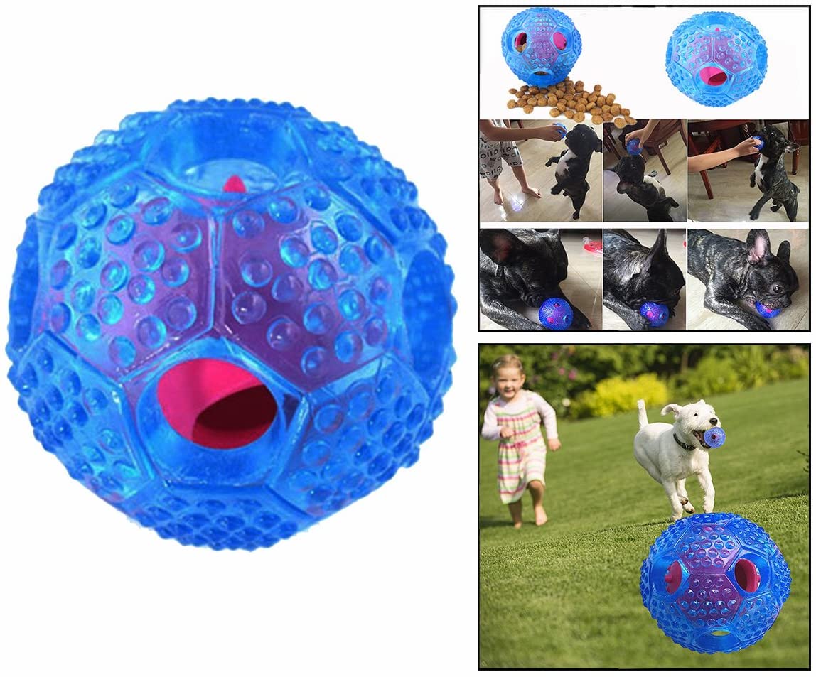  Cisixin Tratar Perro Pelota De Juguete Interactivo Perro IQ Tratar Dispensador Y Juguete Masticable, Azul 