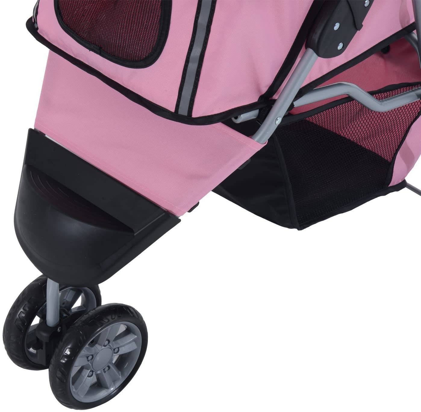  Cochecito Plegable Mascotas 75x45x97cm Perros Gatos Carrito Ruedas giran 360º Rosa 