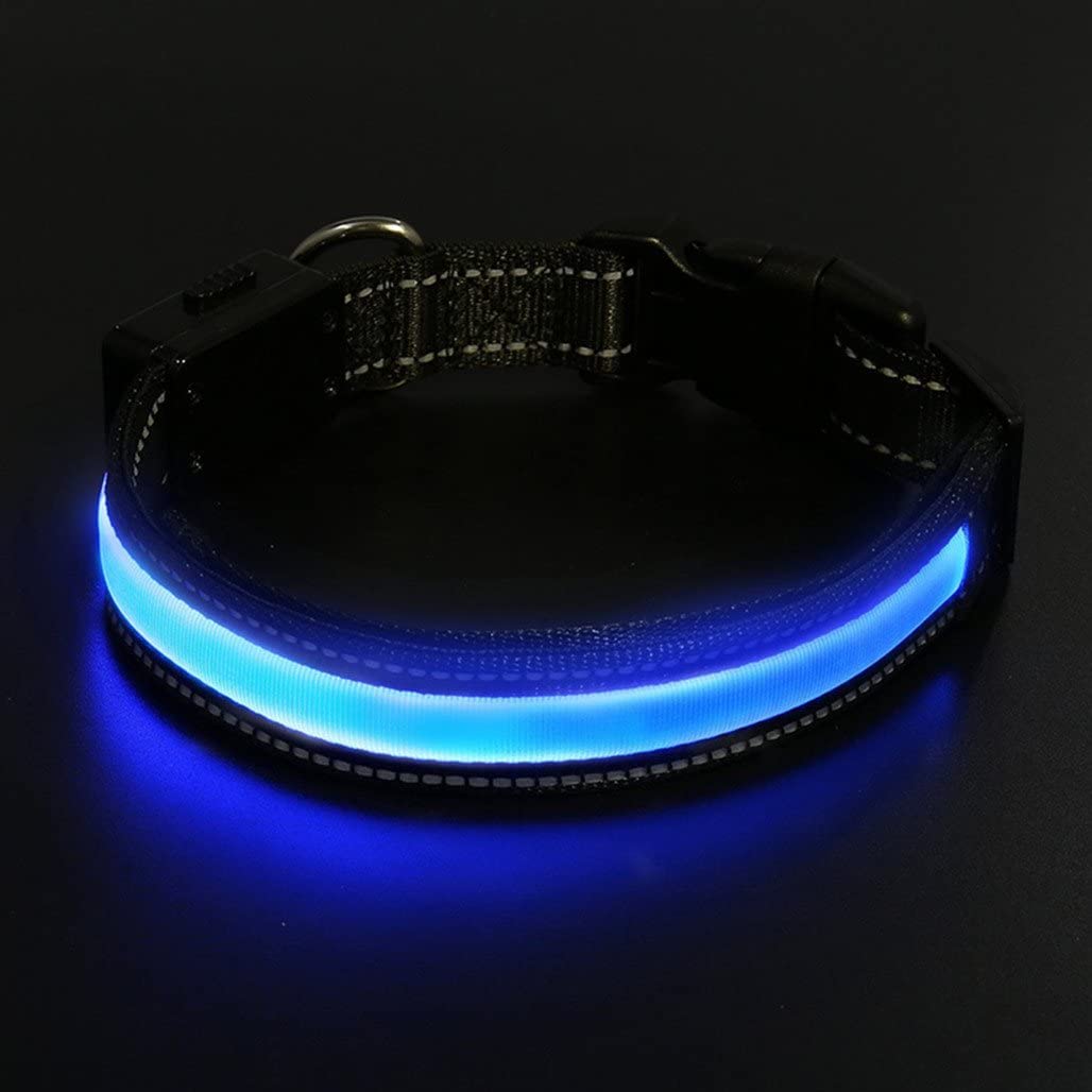  Collar de Perro led, LaiXin Collar para Perro Ajustable de luces LED Ajustable y Reflectante, Impermeable Recargable por USB para Perro Seguridad, Grandes Perro, Rojo, L 