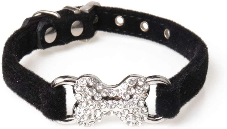  Collares Para Perros,Strass Negro Flocado Hueso Cachorro Caballero Collar Suave Collar De Perro Mascota Seguro Para Todas Las Estaciones Transpirable Suave Acolchado Ligero Acogedora Piscina Caminando 