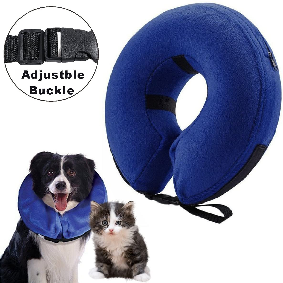  Collarín hinchable para perros y gatos, cono protector para mascotas, para su recuperación tras una cirugía, collarín electrónico, evita que las mascotas se toquen los puntos (S) 