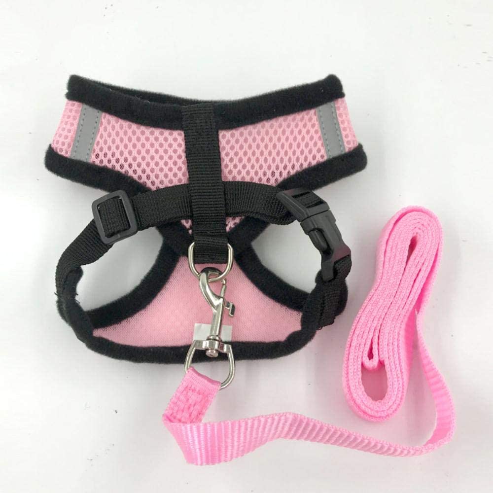  Conjunto de arnés y correa para mascotas de malla transpirable para perros pequeños Collar de arnés de chaleco para cachorro de gato para perro Pug de Bulldog Bulldog Gato arnes perro, azul, L 