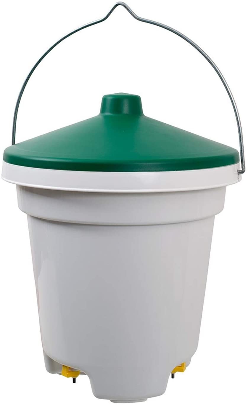  Cubeta bebedero para aves, gallinas, gallos, con tres pezones con filtro 12L 