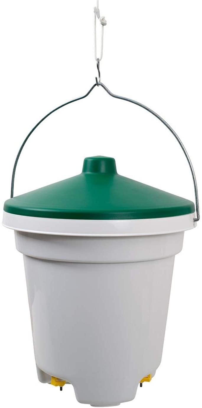  Cubeta bebedero para aves, gallinas, gallos, con tres pezones con filtro 12L 