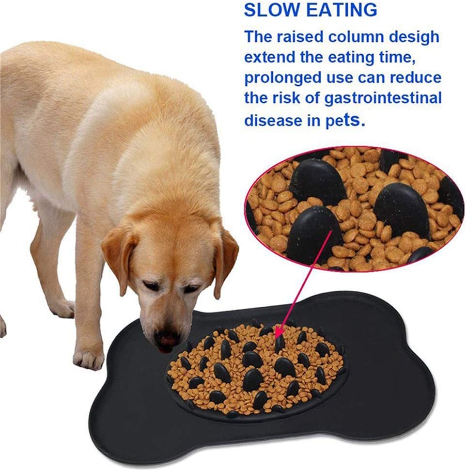  Cuenco para Perros con comedero Lento Comederos para Perro Tazón de Alimentación Anti tragando Comedor de Laberinto Interactivo Mascota,Color Negro 