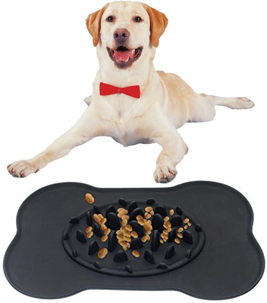  Cuenco para Perros con comedero Lento Comederos para Perro Tazón de Alimentación Anti tragando Comedor de Laberinto Interactivo Mascota,Color Negro 