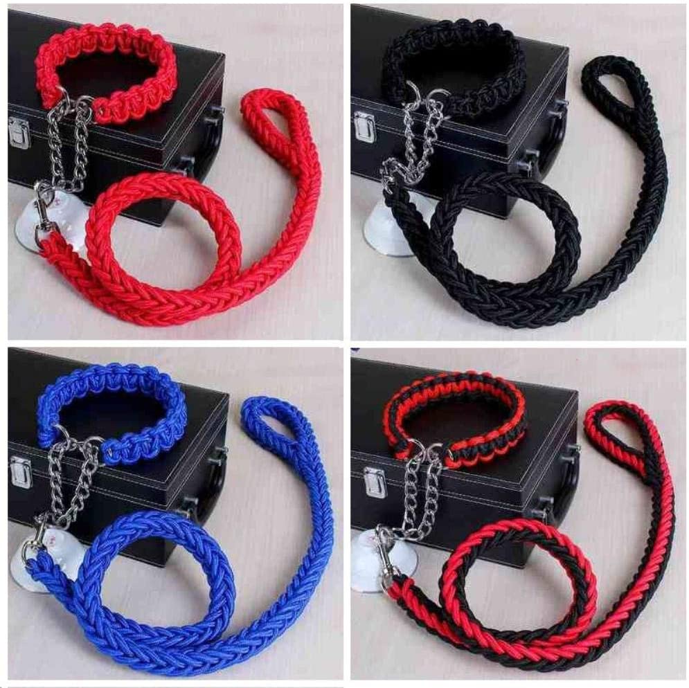  Cuerda de doble hebra Correas grandes para perros Hebilla de cadena de metal P 14 colores Collar de cuerda de tracción para mascotas para perros grandes Longitud de 120 cm, Rosa púrpura, S, China 