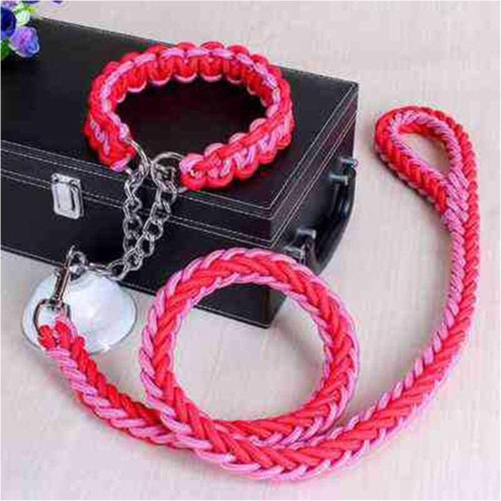  Cuerda de doble hebra Correas grandes para perros Hebilla de cadena de metal P 14 colores Collar de cuerda de tracción para mascotas para perros grandes Longitud de 120 cm, Rosa púrpura, S, China 