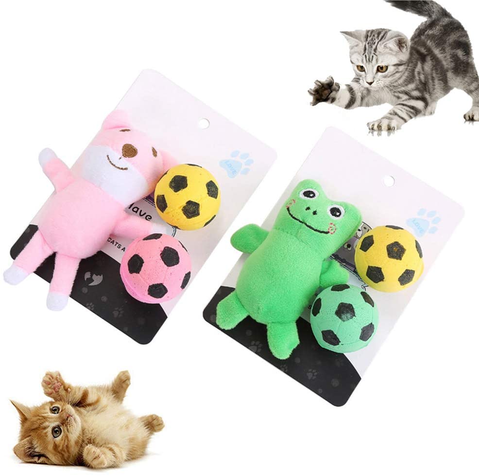  Danigrefinb Juguetes de Felpa para Mascotas, Gatos, Gatitos, 3 Piezas, Osito de Rana de Peluche, Juguete Interactivo para Jugar a rayar 