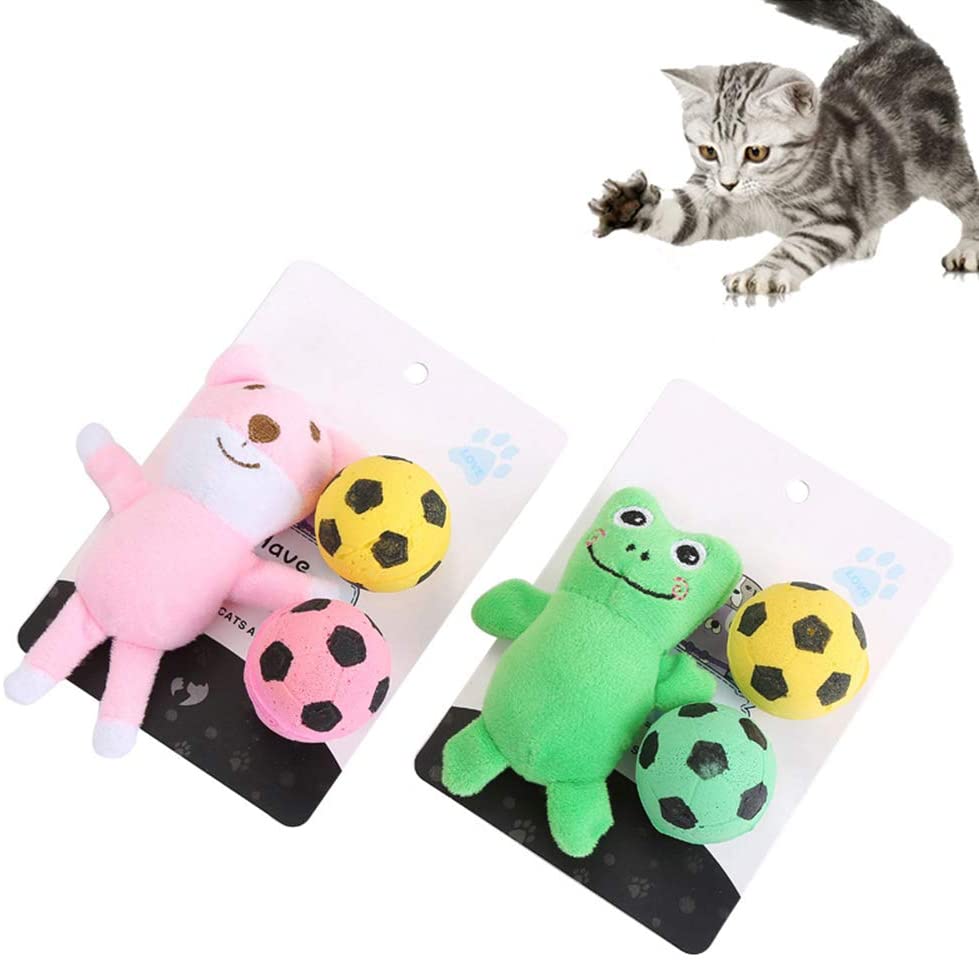  Danigrefinb Juguetes de Felpa para Mascotas, Gatos, Gatitos, 3 Piezas, Osito de Rana de Peluche, Juguete Interactivo para Jugar a rayar 